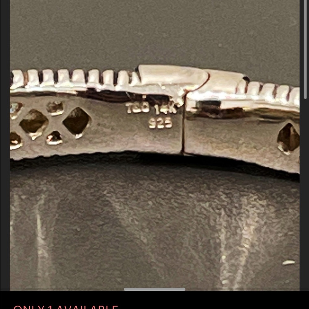 Town and country rare sterling silver, 14kt gold and diamond cuff bracelet. - Picture 5 of 10